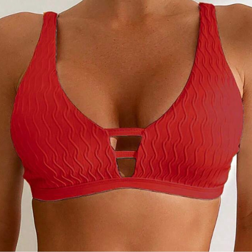 Red swimsuit top
